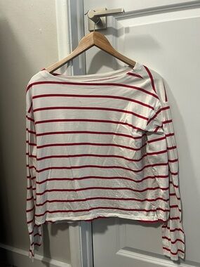 Old Navy White Tee with Red Stripes